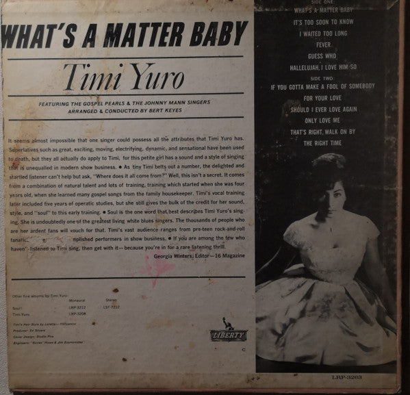 Timi Yuro : What's A Matter Baby (LP, Album, Mono)