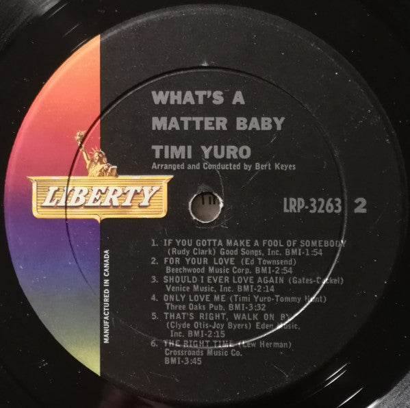 Timi Yuro : What's A Matter Baby (LP, Album, Mono)