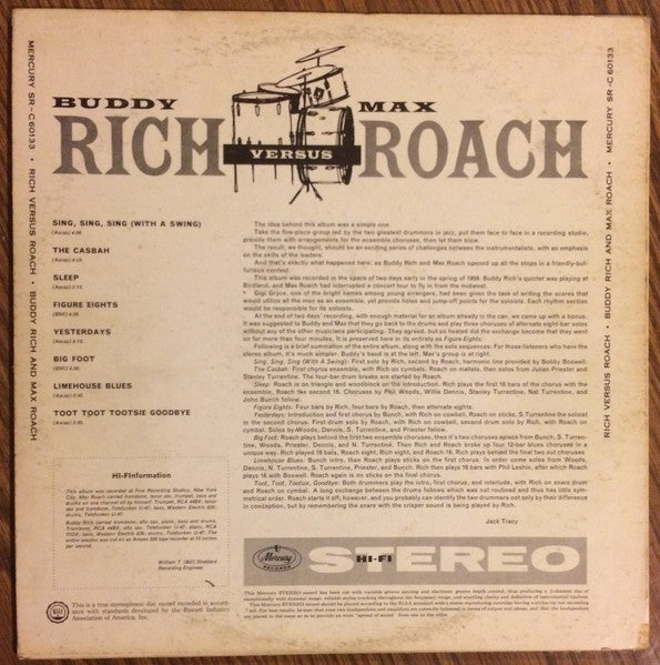 Buddy Rich And Max Roach : Rich Versus Roach (LP, Album)