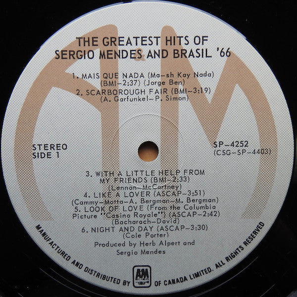 Sérgio Mendes & Brasil '66 : Greatest Hits (LP, Comp, RE, Gat)