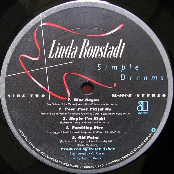 Linda Ronstadt : Simple Dreams (LP, Album, Gat)