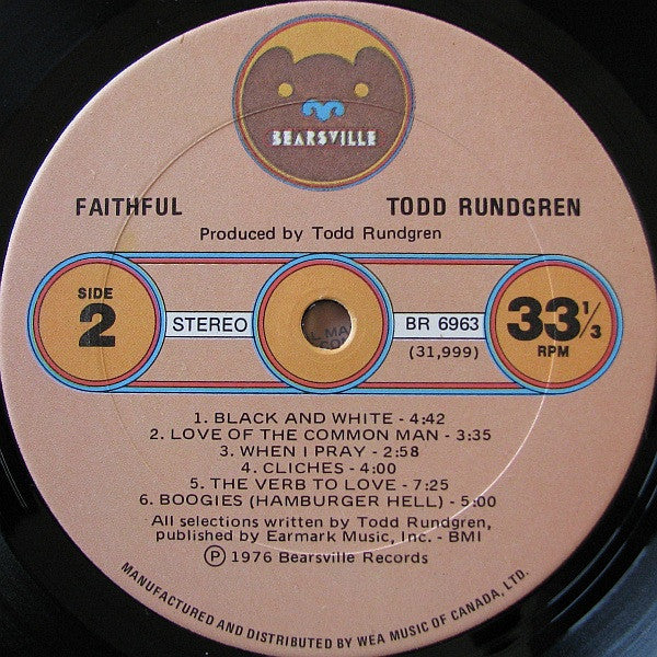 Todd Rundgren : Faithful (LP, Album)