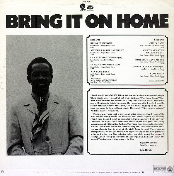Lou Rawls : Bring It On Home....And Other Sam Cooke Hits (LP, Album, Los)