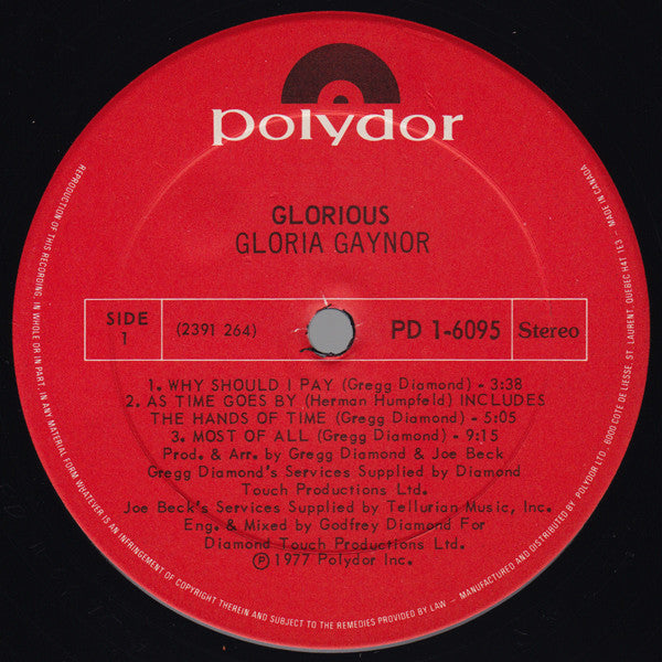 Gloria Gaynor : Glorious (LP, Album)