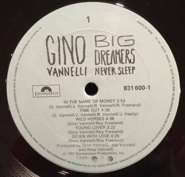 Gino Vannelli : Big Dreamers Never Sleep (LP, Album)