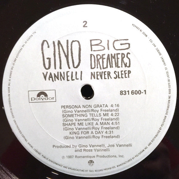 Gino Vannelli : Big Dreamers Never Sleep (LP, Album)