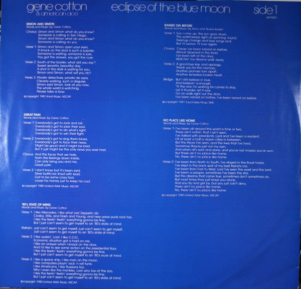 Gene Cotton : Eclipse Of The Blue Moon (LP, Album)