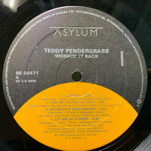 Teddy Pendergrass : Workin' It Back (LP, Album)