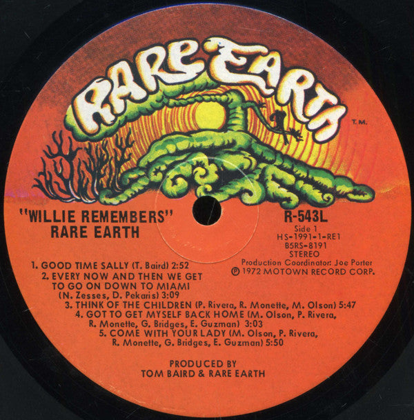 Rare Earth : Willie Remembers (LP, Album, Ind)