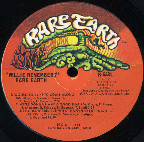 Rare Earth : Willie Remembers (LP, Album, Ind)