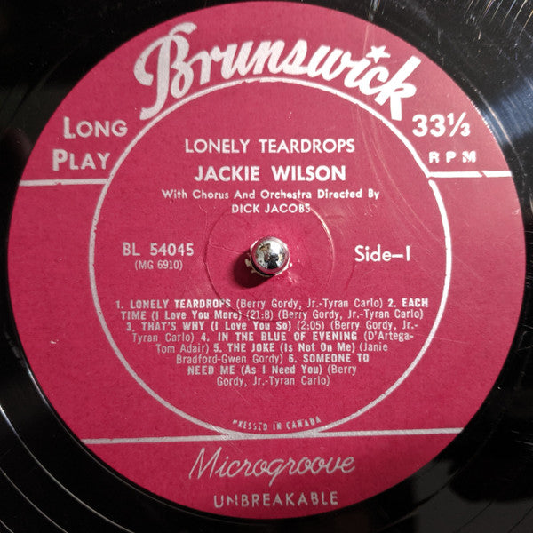 Jackie Wilson : Lonely Teardrops (LP, Mono)