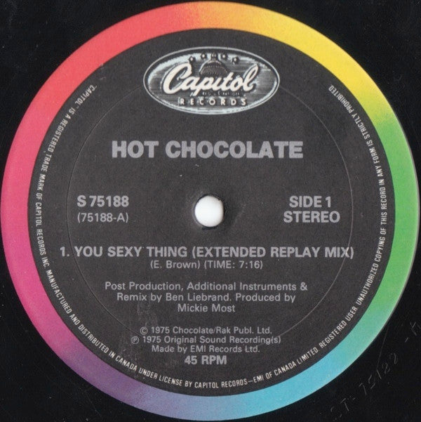 Hot Chocolate : You Sexy Thing (Extended Replay Mix) (12", Single)