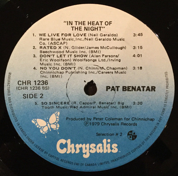Pat Benatar : In The Heat Of The Night (LP, Album)