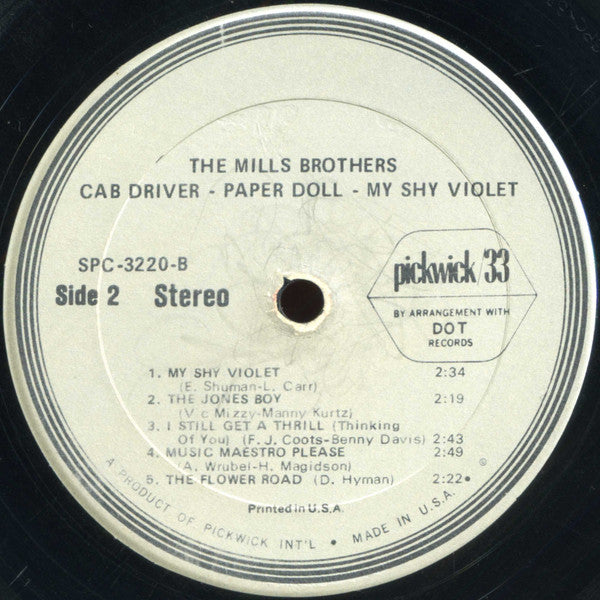 The Mills Brothers : Cab Driver, Paper Doll, My Shy Violet (LP, Comp)