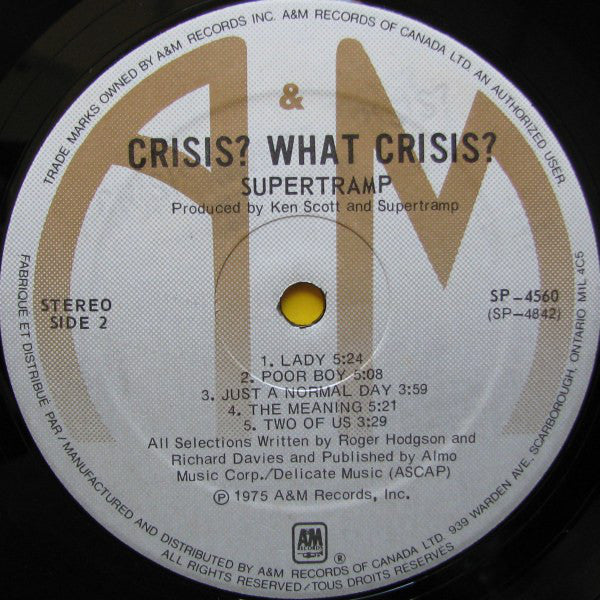 Supertramp : Crisis? What Crisis? (LP, Album)