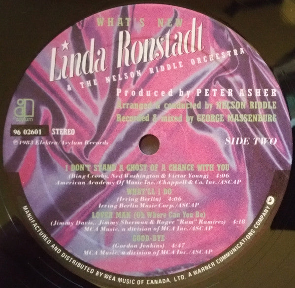 Linda Ronstadt & Nelson Riddle And His Orchestra : What's New (LP, Album)