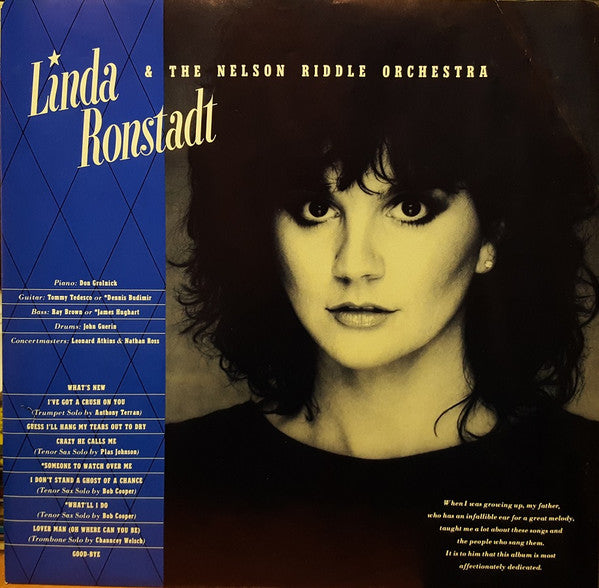 Linda Ronstadt & Nelson Riddle And His Orchestra : What's New (LP, Album)