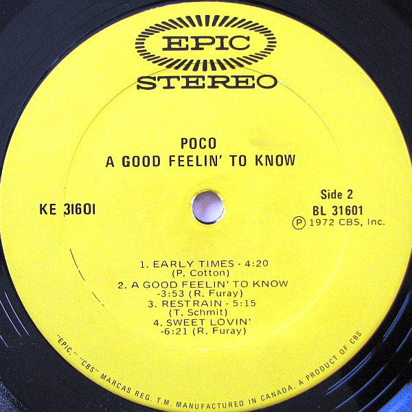 Poco (3) : A Good Feelin' To Know (LP, Album)