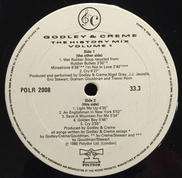 Godley & Creme : The History Mix Volume 1 (LP, Album)