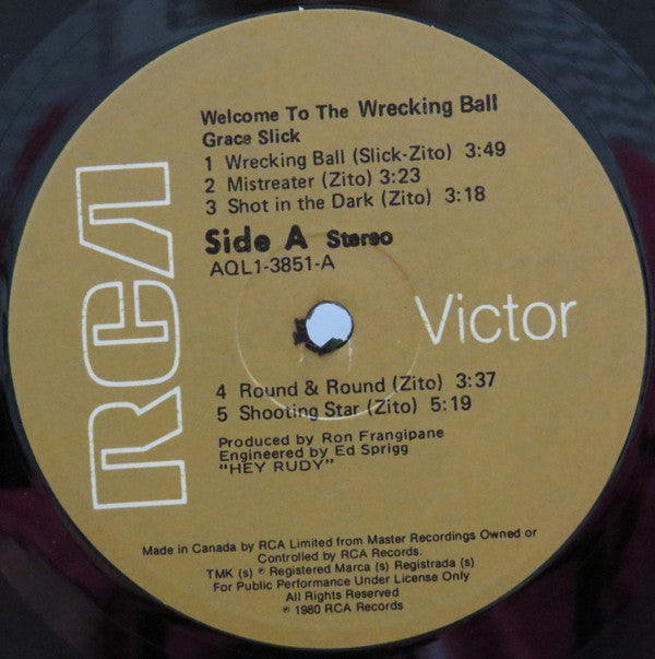 Grace Slick : Welcome To The Wrecking Ball! (LP, Album, Gat)
