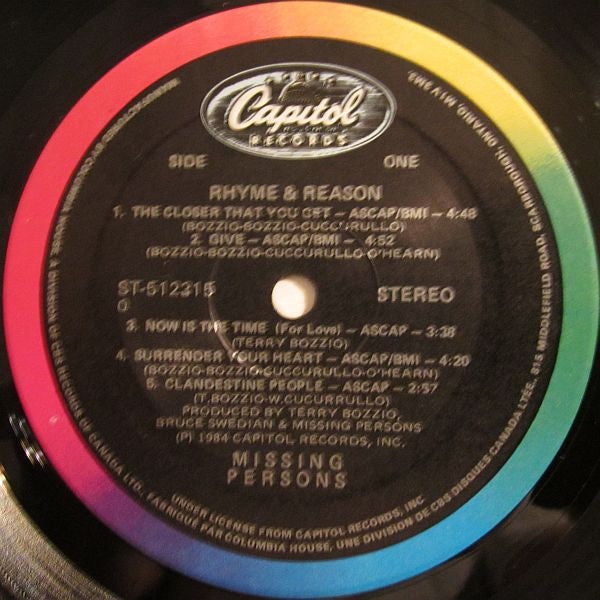 Missing Persons : Rhyme & Reason (LP, Album, Club)