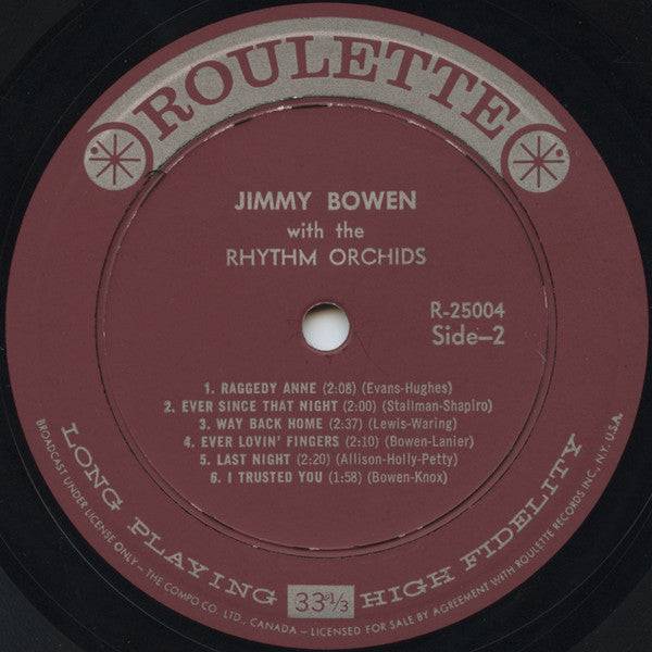 Jimmy Bowen With The Rhythm Orchids : Jimmy Bowen (LP, Album, Mono)