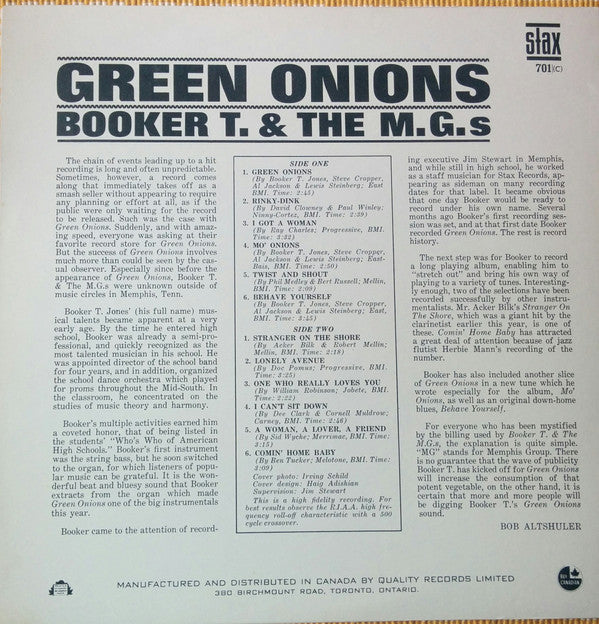 Booker T & The MG's : Green Onions (LP, Album, Mono, RE)