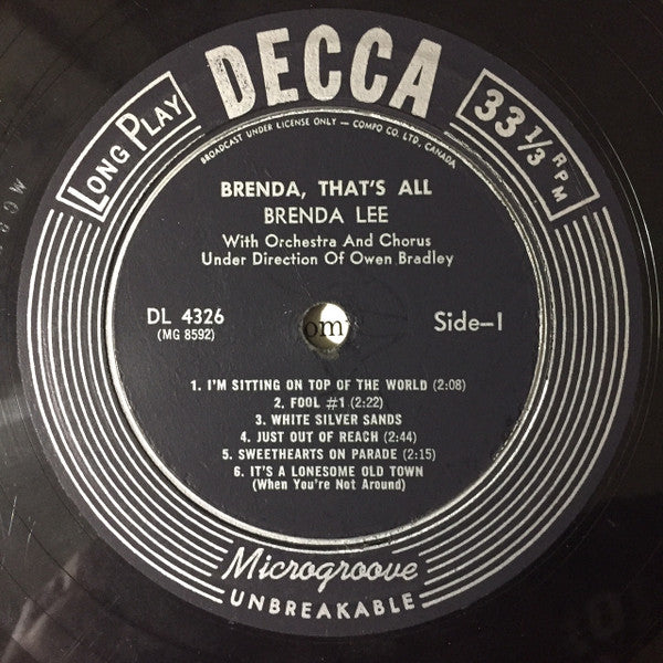 Brenda Lee : Brenda, That's All (LP, Album, Mono)