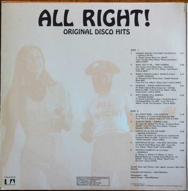 Various : All Right! Original Disco Hits (LP, Comp, P/Mixed)